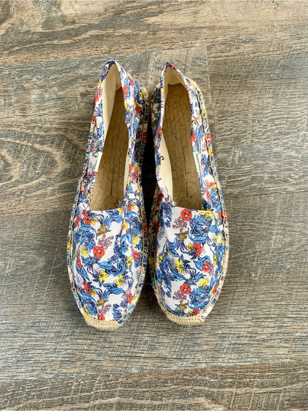 Soludos Boho Canvas Espadrille Slip-Ons in Blue, Red & Yellow Brand New